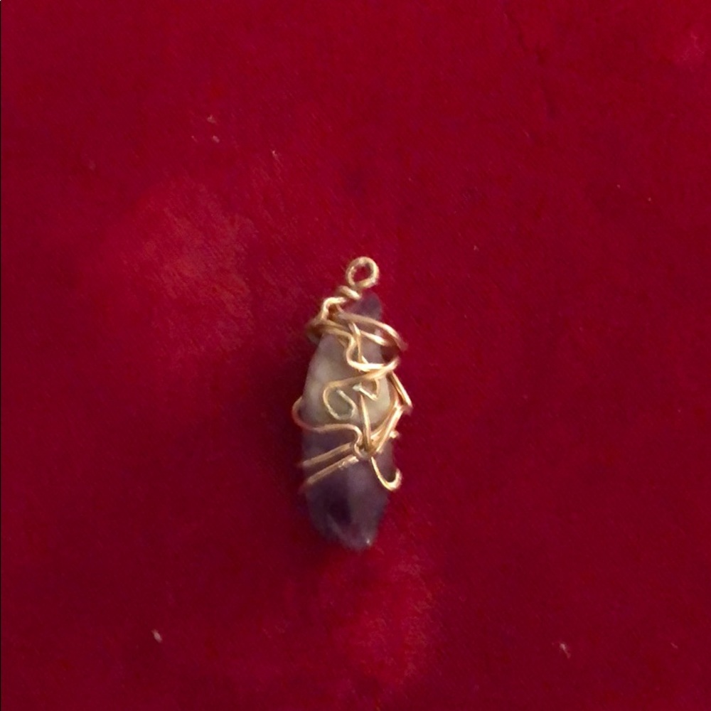 Amethyst wire wrapped pendant.
